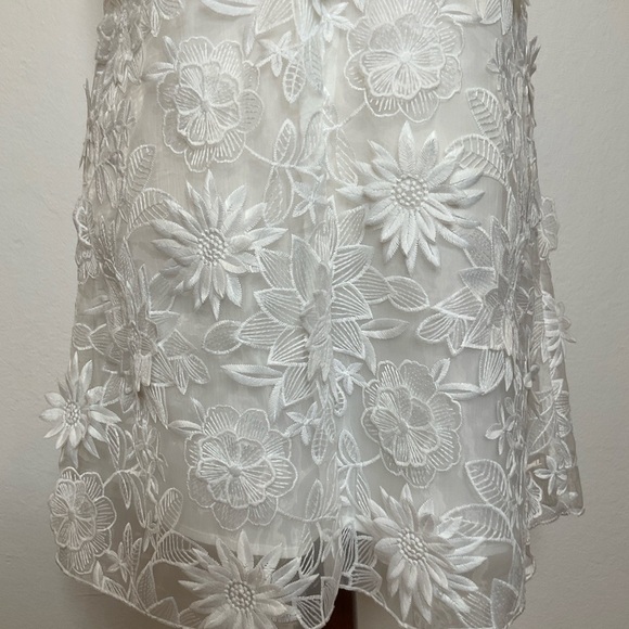 NWT Zara Collection Embroidered Flower Applique Square Neck Shift Mini Dress - Picture 8 of 14